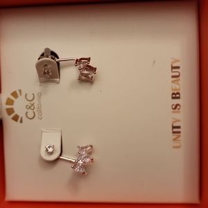 Brand new Gold Tone earrings with CZ stones